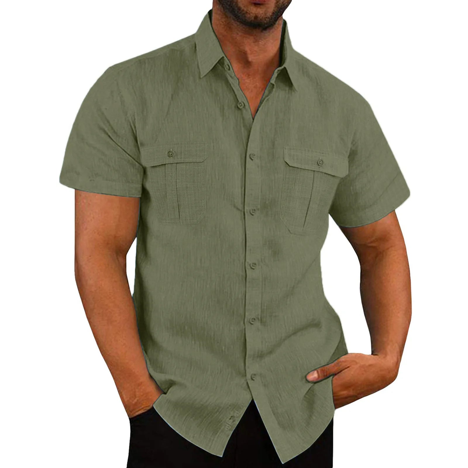 Camisa de Linho Heated Summer Camisa de Linho Heated Summer VINNCI Store Verde Escuro M