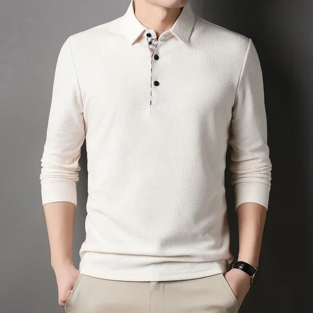 Camisa Gola Polo Manga Longa British Camisa Gola Polo Manga Longa British VINNCI Store Bege P