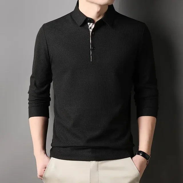 Camisa Gola Polo Manga Longa British Camisa Gola Polo Manga Longa British VINNCI Store Preto P