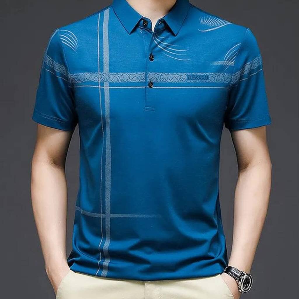 Camisa Polo Masculina Design Cruzada Camisa Polo Masculina Design Cruzada VINNCI Store Azul P