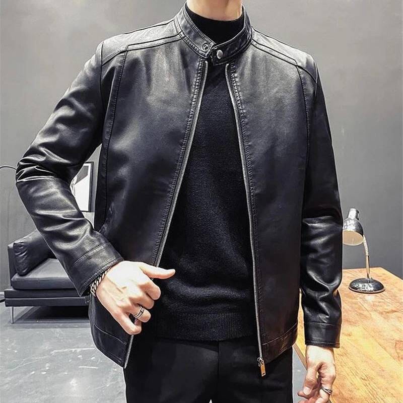 Jaqueta de Couro Masculina Casual Neutra Jaqueta de Couro Masculina Casual Neutra VINNCI Store