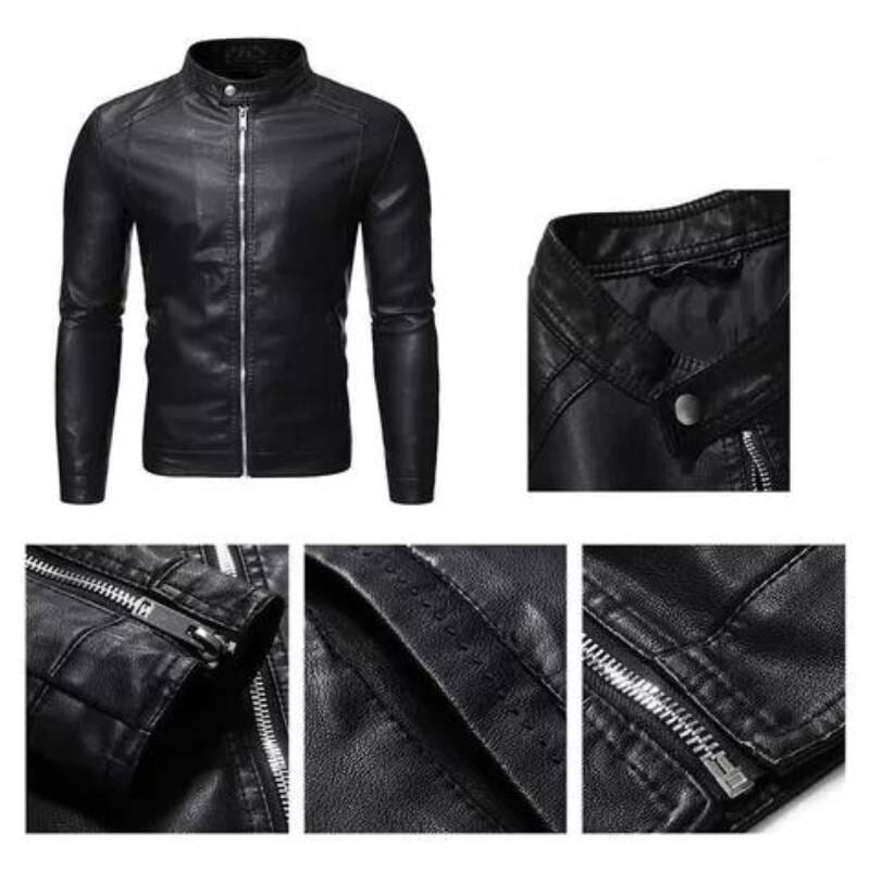 Jaqueta de Couro Masculina Casual Neutra Jaqueta de Couro Masculina Casual Neutra VINNCI Store