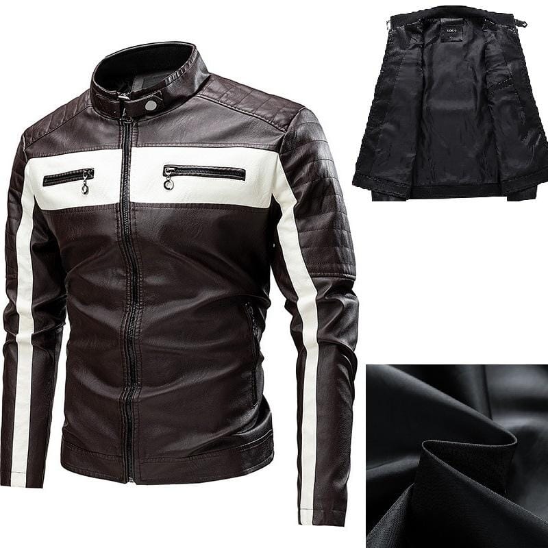 Jaqueta de Couro Masculina Vintage Elegance Jaqueta de Couro Masculina Vintage Elegance VINNCI Store Marrom P