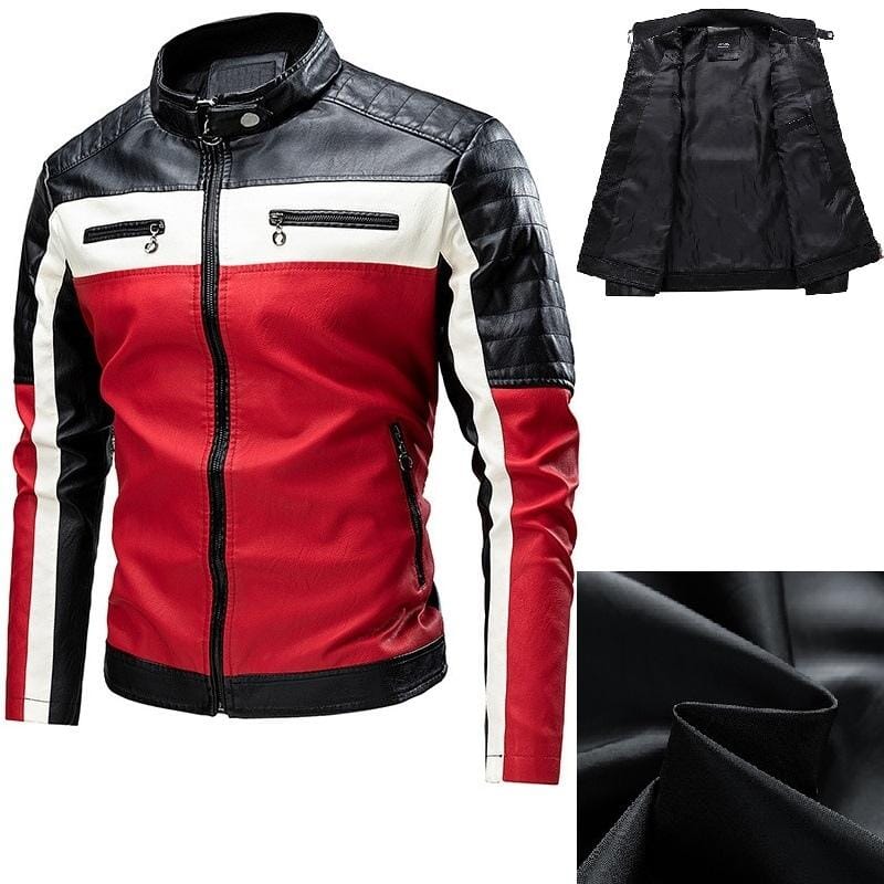 Jaqueta de Couro Masculina Vintage Elegance Jaqueta de Couro Masculina Vintage Elegance VINNCI Store Vermelho P