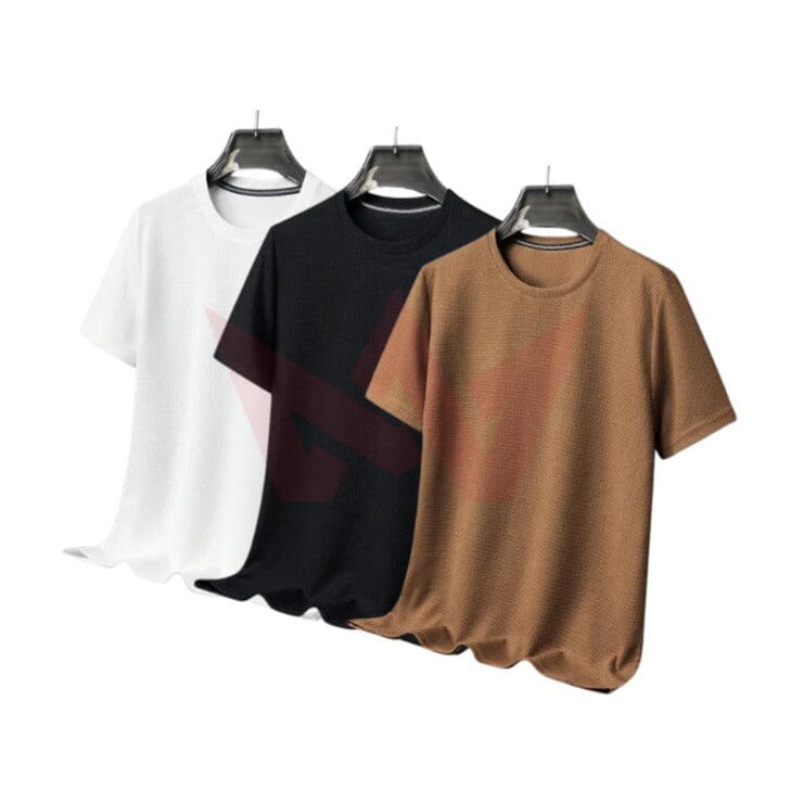 Kit 03 Camisetas Masculina Básica de Algodão Kit 03 Camiseta Masculina Básica Lisa de Algodão VINNCI Store Branco/Preto/Cáqui M