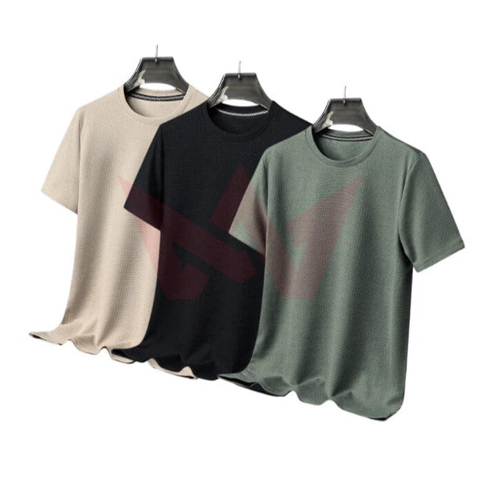 Kit 03 Camisetas Masculina Básica de Algodão Kit 03 Camiseta Masculina Básica Lisa de Algodão VINNCI Store Caqui/Preto/Verde M