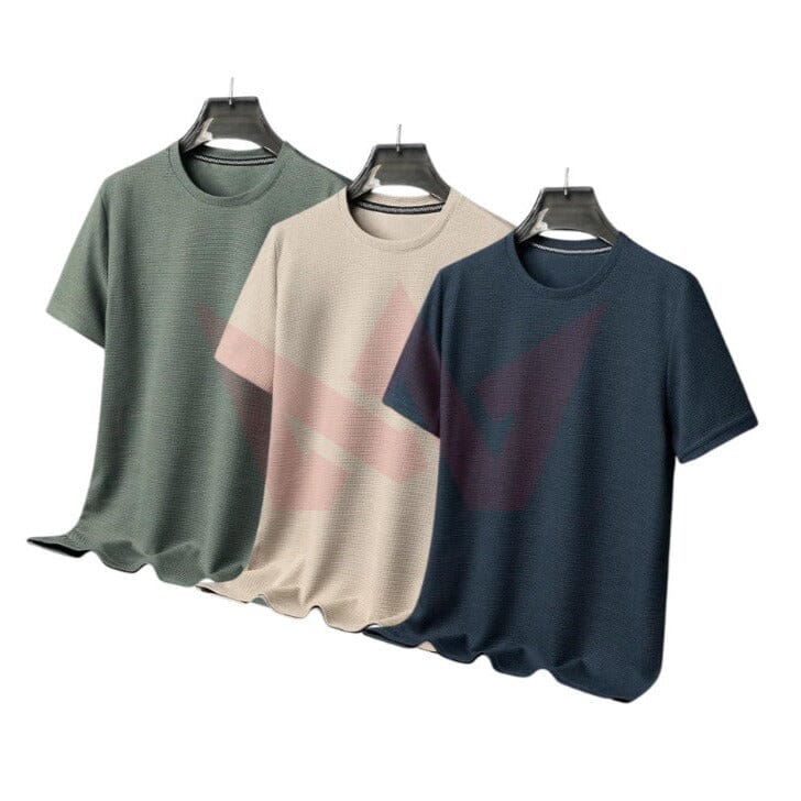 Kit 03 Camisetas Masculina Básica de Algodão Kit 03 Camiseta Masculina Básica Lisa de Algodão VINNCI Store Verde/Bege/Azul M