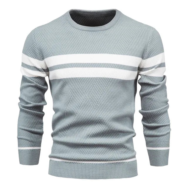 Suéter Masculino Listrado Comfort Suéter Masculino Listrado Comfort VINNCI Store Cinza P