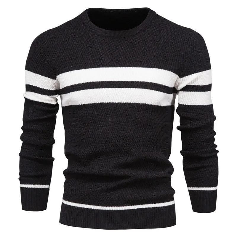 Suéter Masculino Listrado Comfort Suéter Masculino Listrado Comfort VINNCI Store Preto 3G