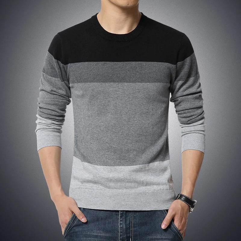 Suéter Masculino Listrado Neutro - VINNCI Store