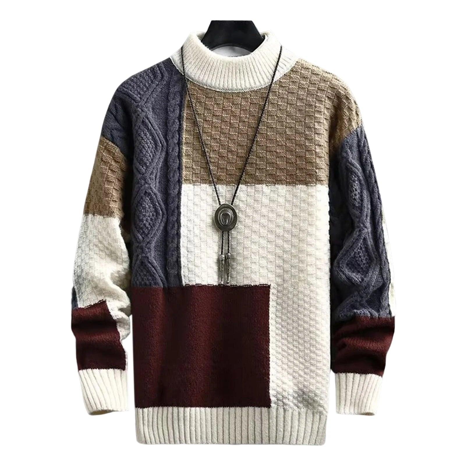 Suéter Masculino Square Luxury Suéter Masculino Square Luxury VINNCI Store Bege e Branco M