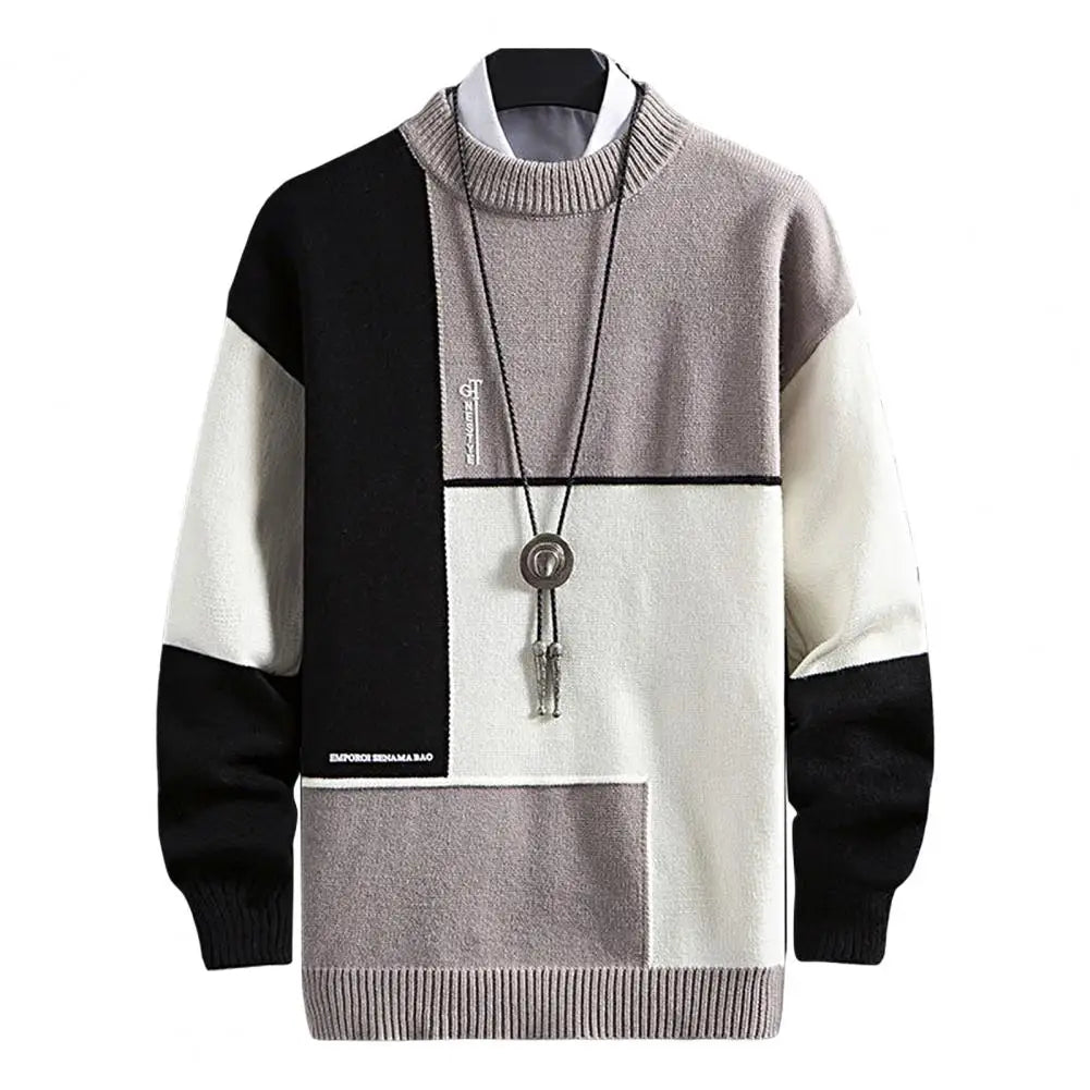 Suéter Masculino Square Luxury Suéter Masculino Square Luxury VINNCI Store Cinza e Branco P