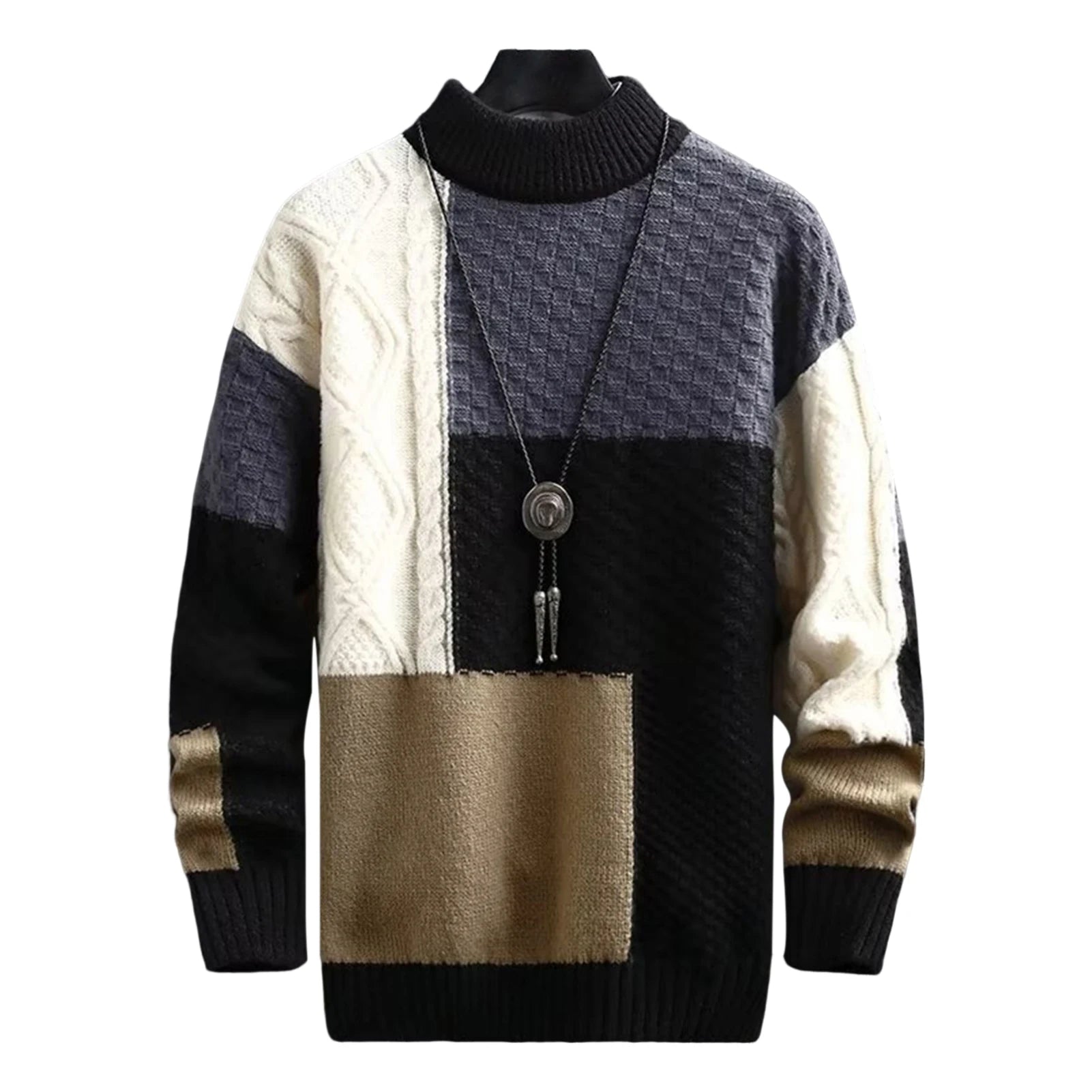 Suéter Masculino Square Luxury Suéter Masculino Square Luxury VINNCI Store Preto e Cinza M