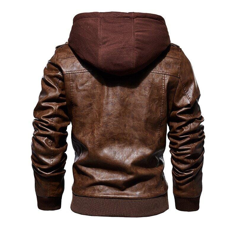 Jaqueta de Couro Masculina Premium com Capuz Removível - VINNCI Store