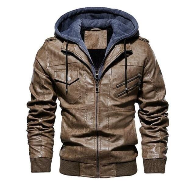 Jaqueta de Couro Masculina Premium com Capuz Removível - VINNCI Store