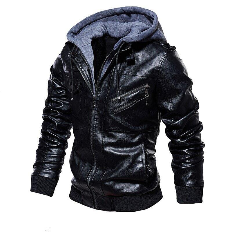 Jaqueta de Couro Masculina Premium com Capuz Removível - VINNCI Store