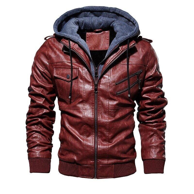 Jaqueta de Couro Masculina Premium com Capuz Removível - VINNCI Store