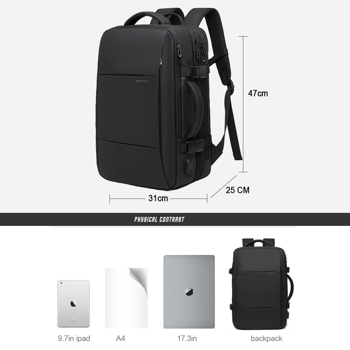Mochila de Viagem Premiere - Notebook 17`, Expansível, Impermeável e Porta USB - VINNCI Store