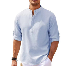 Camisa de Linho Beach Wear Camisa de Linho Beach Wear VINNCI Store Azul GG 