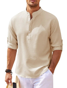 Camisa de Linho Beach Wear Camisa de Linho Beach Wear VINNCI Store Cáqui GG 