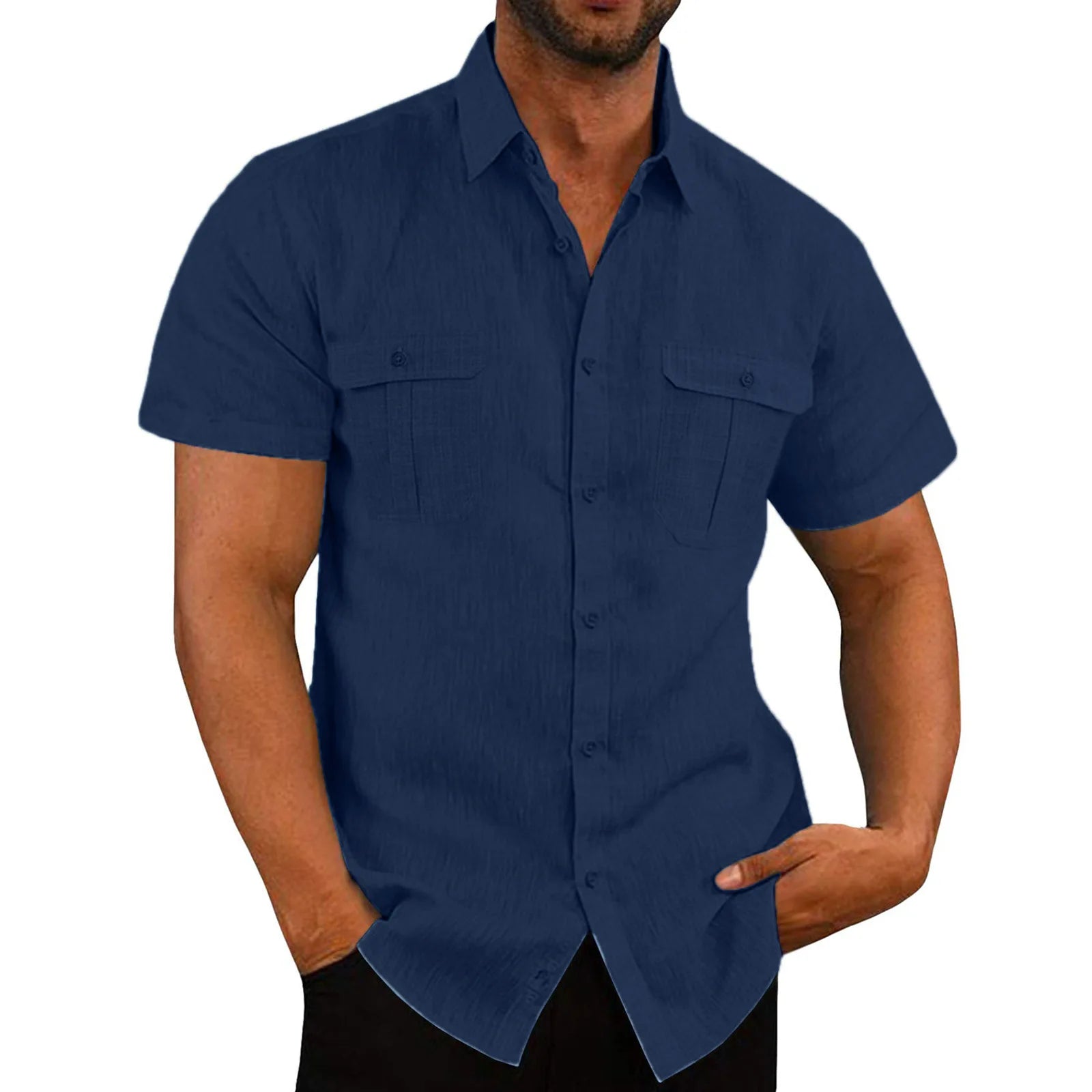 Camisa de Linho Heated Summer Camisa de Linho Heated Summer VINNCI Store Azul Escuro M 