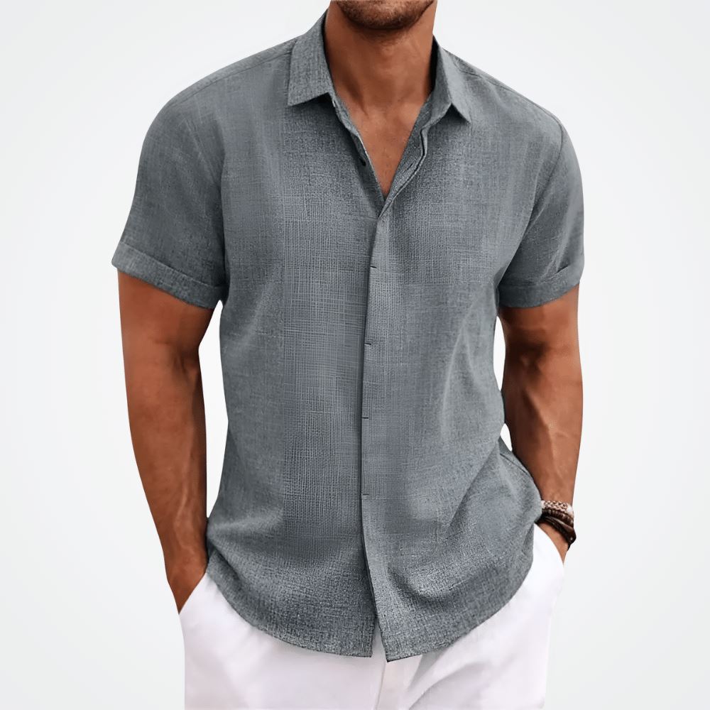 Camisa de Linho Spring Elegance Camisa de Linho Spring Elegance VINNCI Store Cinza M 