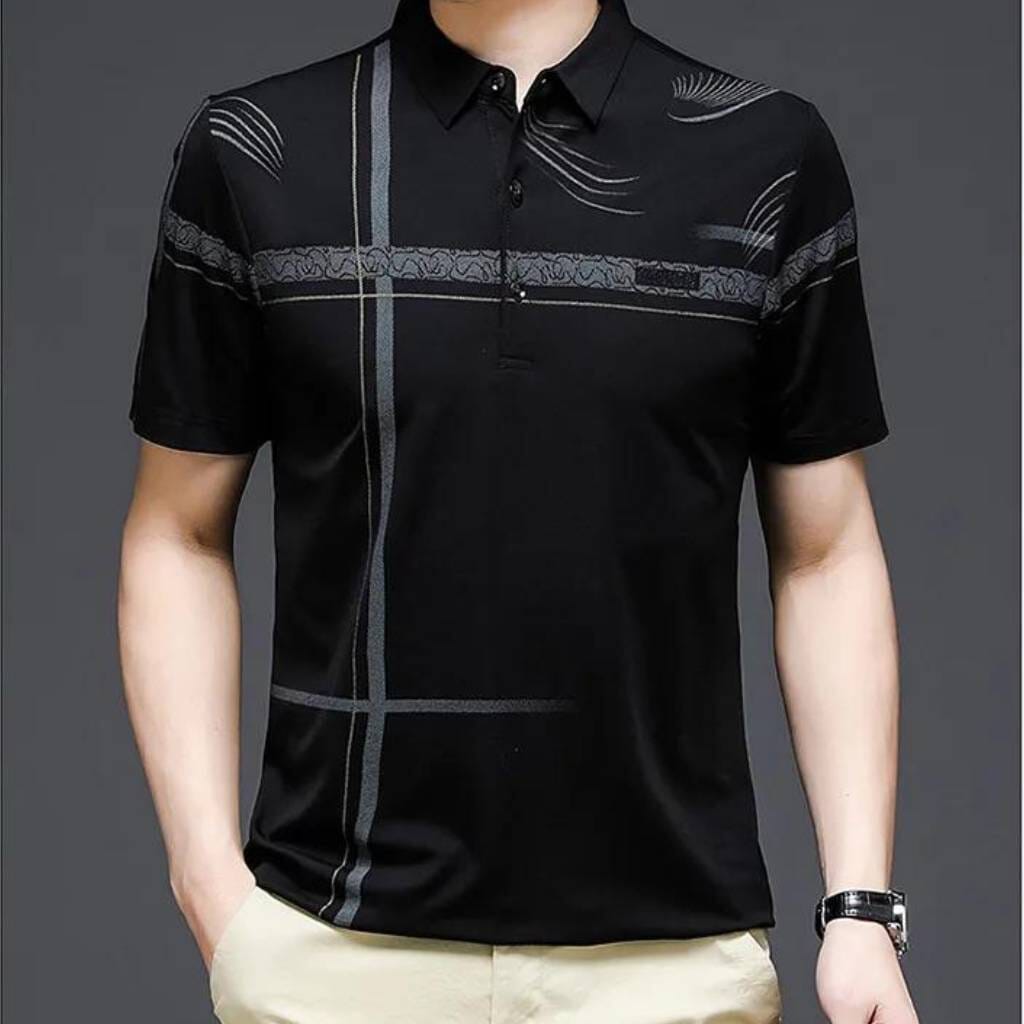 Camisa Polo Masculina Design Cruzada Camisa Polo Masculina Design Cruzada VINNCI Store Preto P 