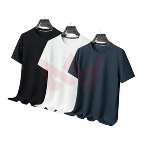 Kit 03 Camisetas Masculina Básica de Algodão Kit 03 Camiseta Masculina Básica Lisa de Algodão VINNCI Store Preto/Branco/Azul M 