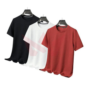 Kit 03 Camisetas Masculina Básica de Algodão Kit 03 Camiseta Masculina Básica Lisa de Algodão VINNCI Store Preto/Branco/Vermelho M 