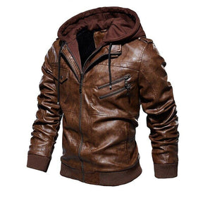 Jaqueta de Couro Masculina Premium com Capuz Removível - VINNCI Store